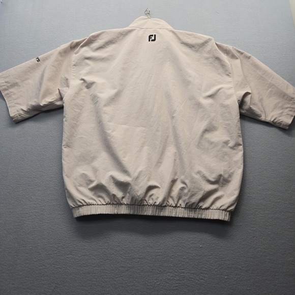 Footjoy Dryjoys Men's Golf Jacket Large 1/2  Zip Waterproof  Short Sleeve Tan - Picture 7 of 10